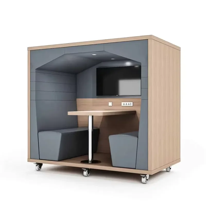 Soundproof Cabins for Commercial Offices Soundproof Conference Booths with Electrical Outlets and Wheels Suitable for
