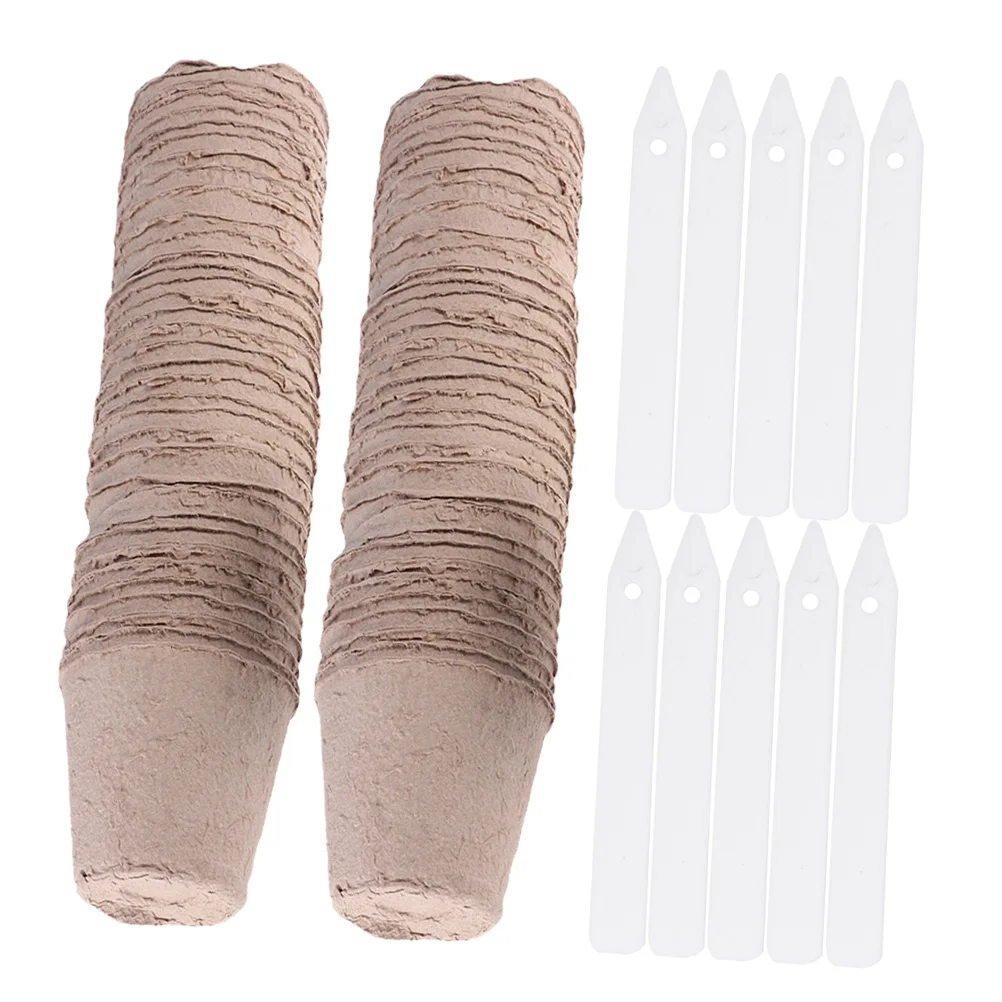 

100pcs Nursery Cups Flower Pots Garden Biodegradable Cultivation Cup Eco-Friendly Seedling Protection 6X6X6Cm Pulp Pot Plant