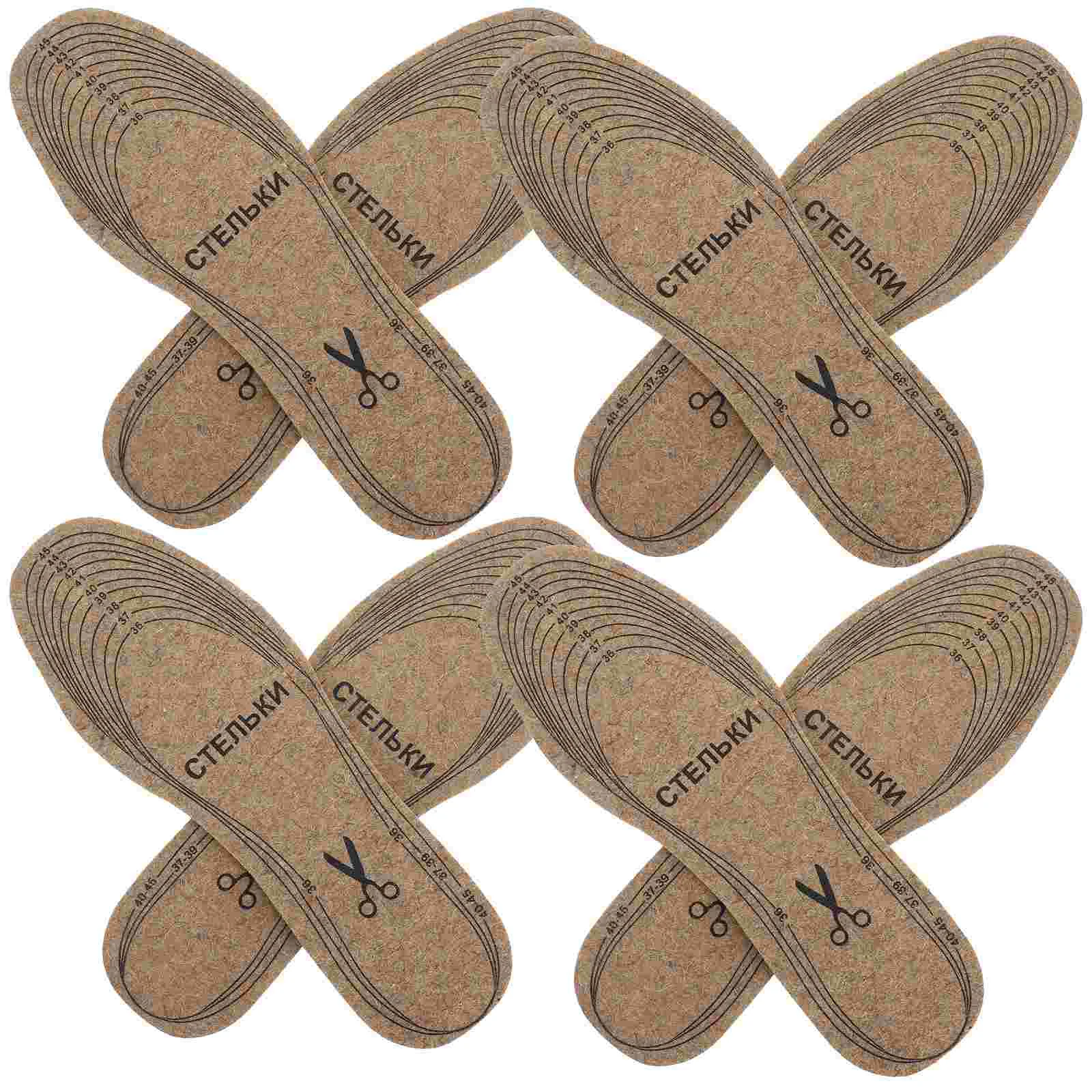 

4 Pairs Cuttable Wool Felt Insole Shoe Insoles Shoes for Sweaty Feet Woven Inserts Foot Anti Thicken