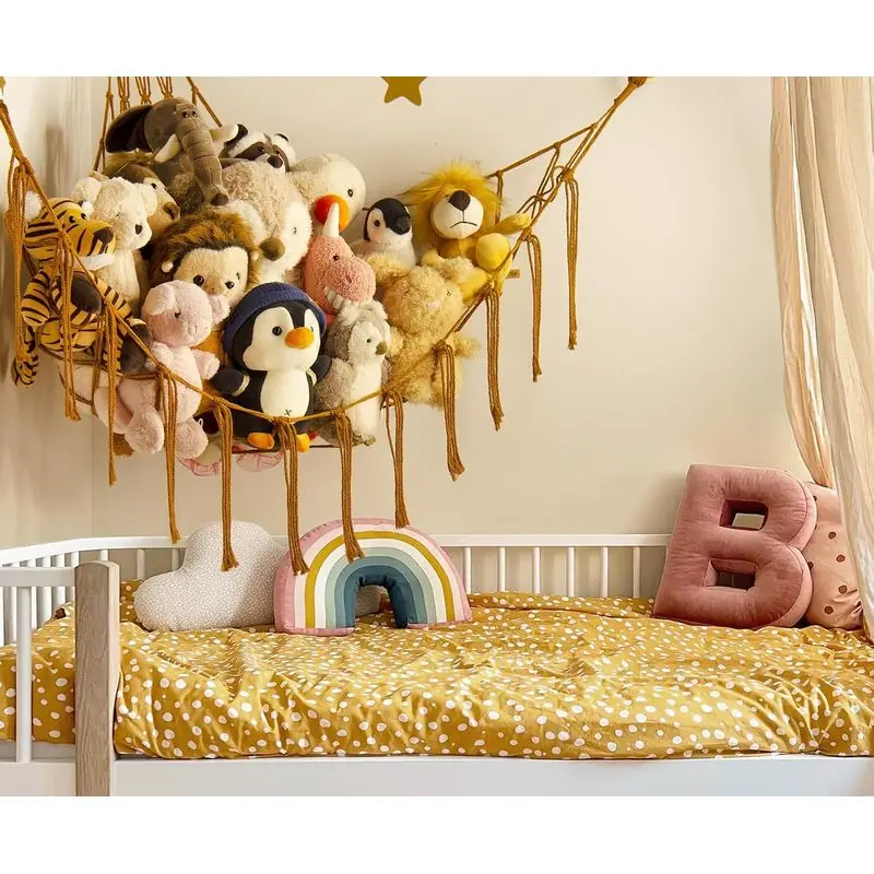 Stuffed Animal Hammock-Large Stuffed Net Toys Corner-Hanging Stuff Animal Toy Storage Organizer For Plush Plushie Display Decor