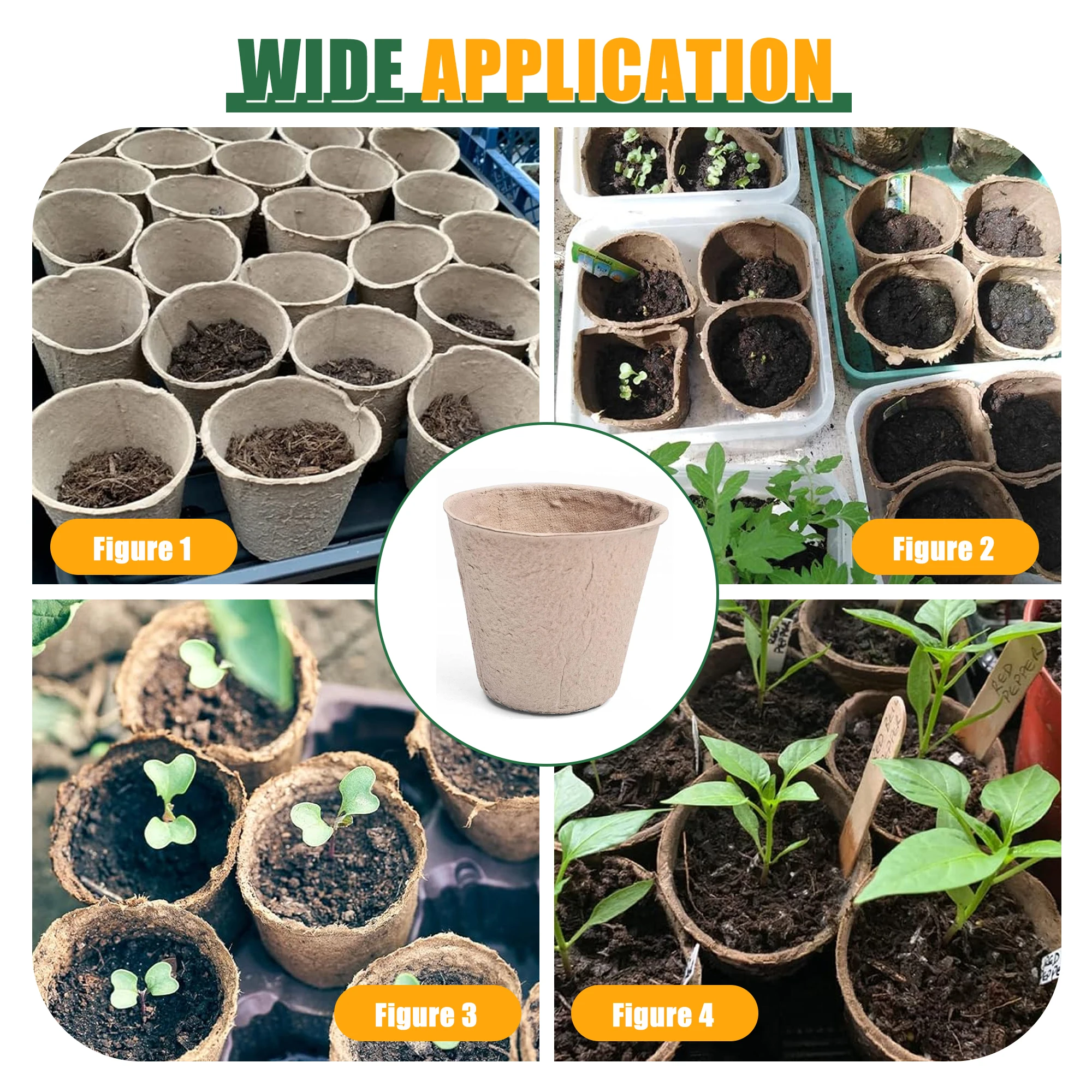 Pots biodégradables, 100 pots de semis de plantes de 8 CM, avec 100 étiquettes de plantes + 2 outils de transplantation, pour plantes et fleurs