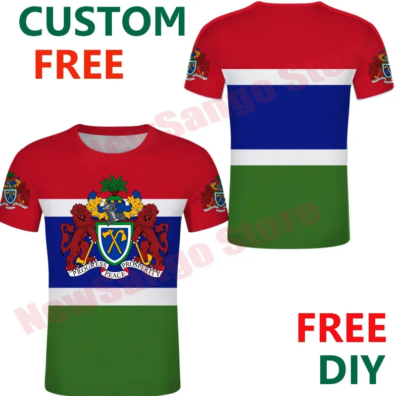 Футболка Гамбия, Мужская футболка, Мужская футболка с индивидуальным номером имени, Gmb, печать текста, округа, флага, команды, логотип, фото, одежда