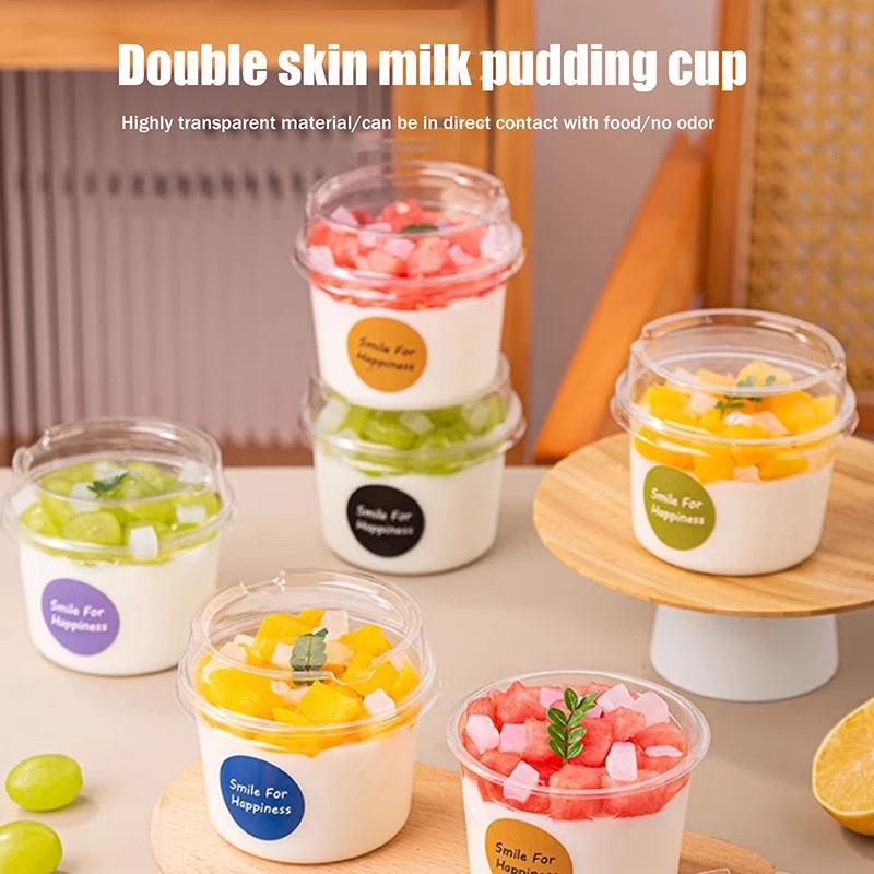 【M】10/50Pcs Transparent Dessert Cup With Lid Ice Cream Cups Baking Packaging Container For Pudding Yogurt Cups Mousse Cake Box