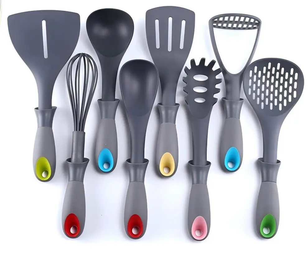 

Stainless steel pipe handle silicone kitchenware 13-piece cooking non-stick pan scoop kitchen tool set