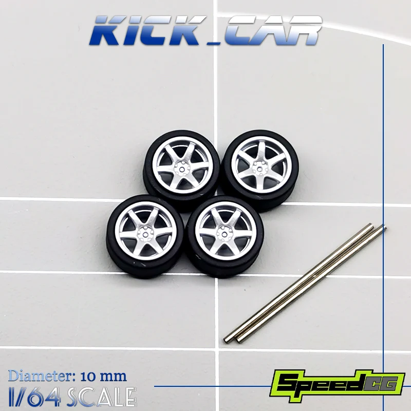 SpeedCG-ruedas ABS 1/64 con goma tipo L, piezas modificadas, diámetro de 10mm, para vehículo de carreras, modelo de coche de juguete, Hotwheels