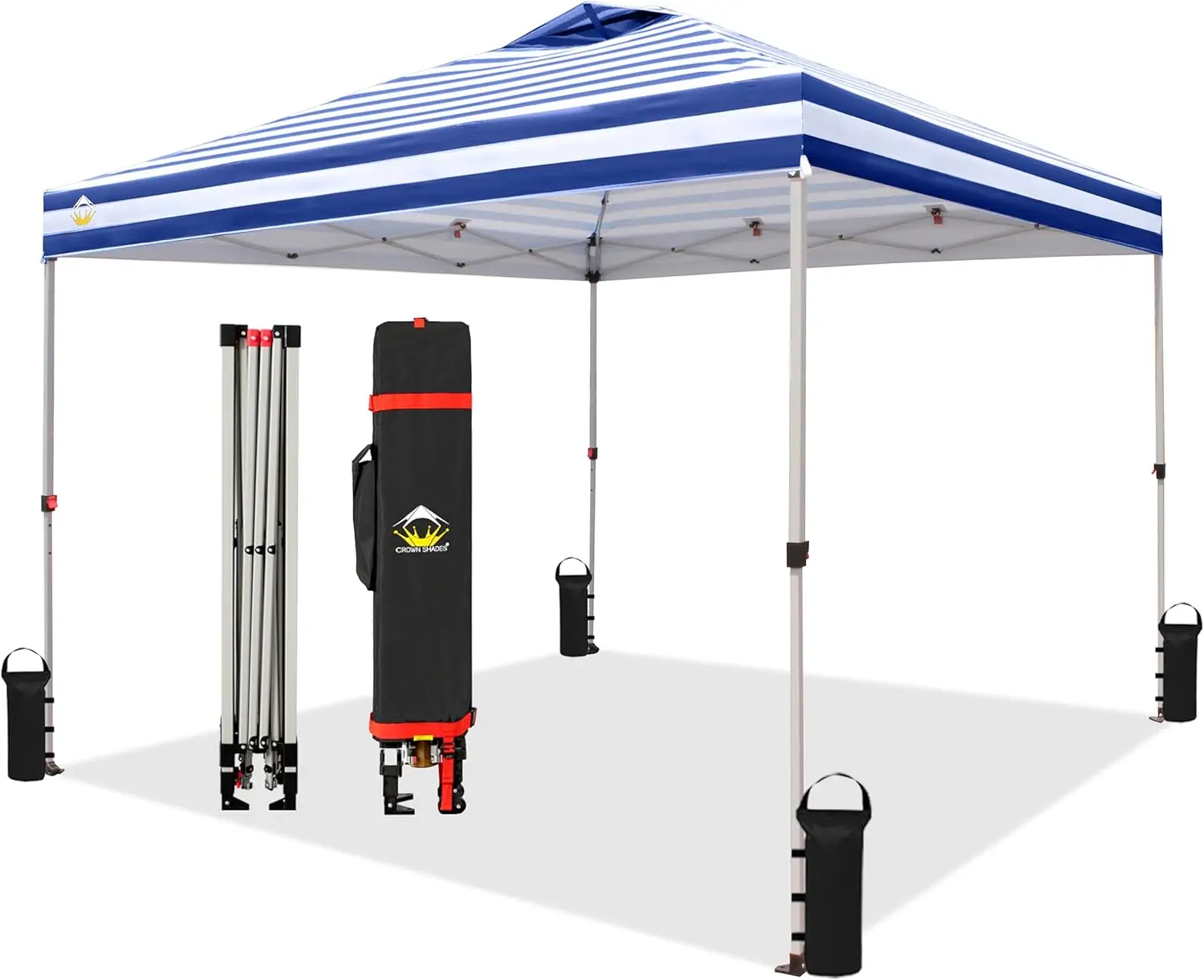 10x10 Pop Up Canopy - Beach Tent with One Push Setup - Outdoor Sun Shade for Events, Parties, Camping - STO-N-Go Cover Bag,