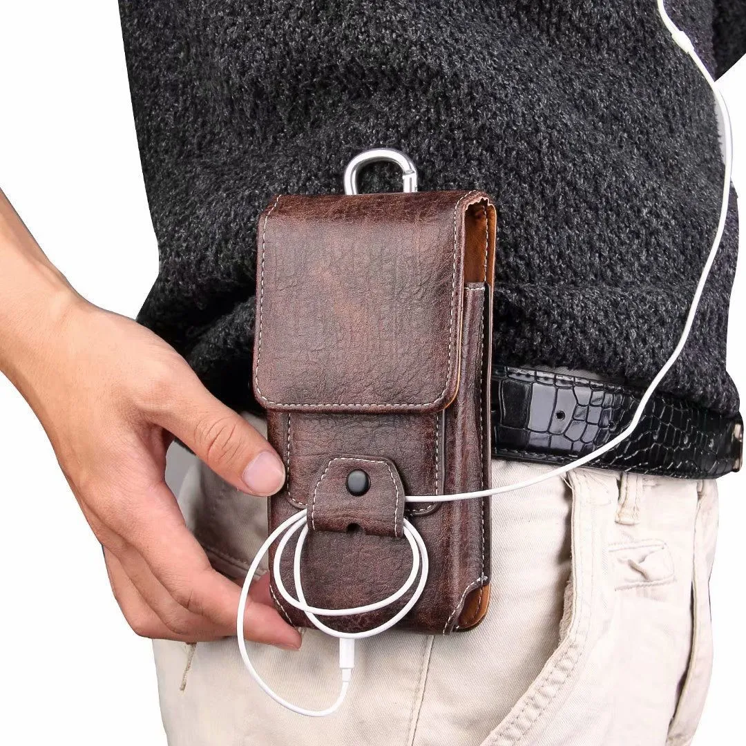 

Hanging belt, phone waist bag, pouch, cover, outdoor belt, leather case, men's sports card slot bag