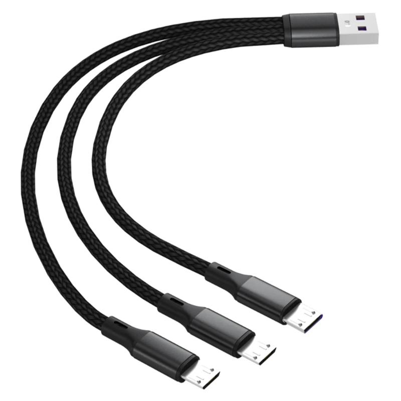 3 in 1 Multiple Charge Cord USB to Dual Type C Micro USB Connector Fast Charging Cable for Cell Phones Tablets and More