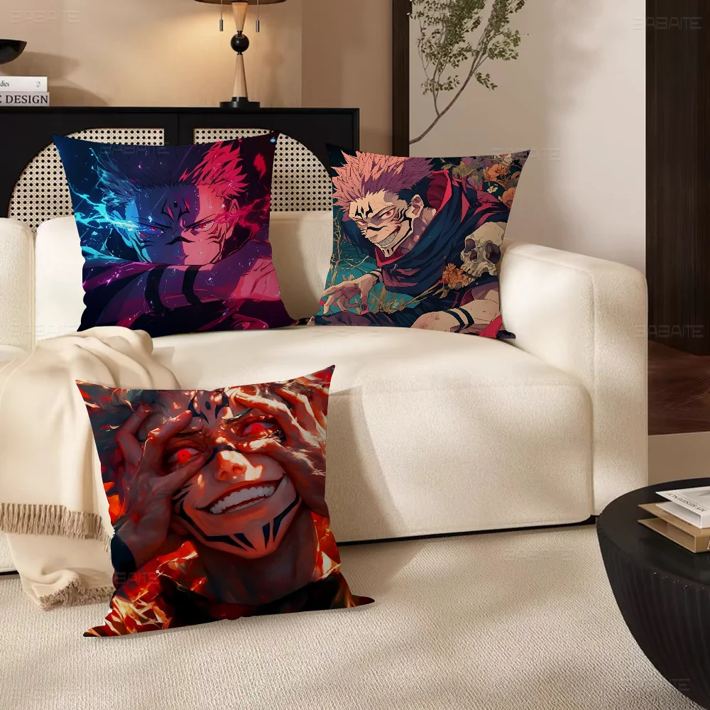 J-Jujutsu Kaisen S-Sukuna Pillow Cover Design Cushion Cover Decor Holiday Decorati