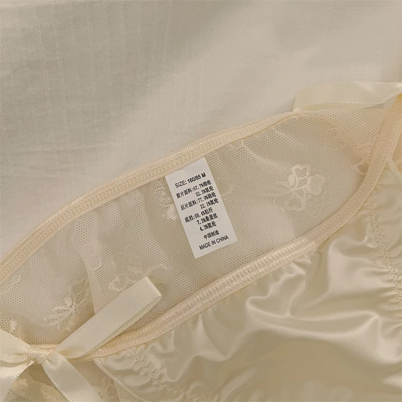 Women Panties Girl Bow Underwear Female Mesh Low-Waist Lingerie Lace Breathable Cotton Crotch Sexy French Briefs Femme Intimates