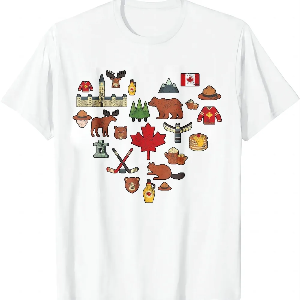 Canadian Vintage Symbols Canada Flag Maple Leaf RCMP T-Shirt Unisex Summer Streetwear Tops Camiseta Streetwear Harajuku