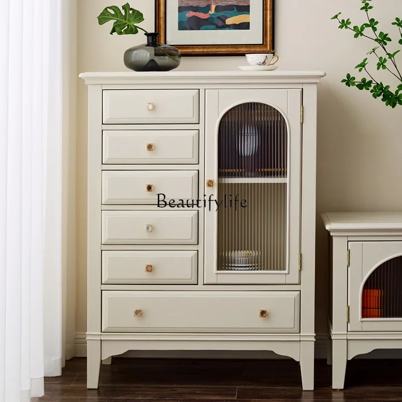 

American rural light luxury Korean pastoral cream style Mediterranean solid wood locker