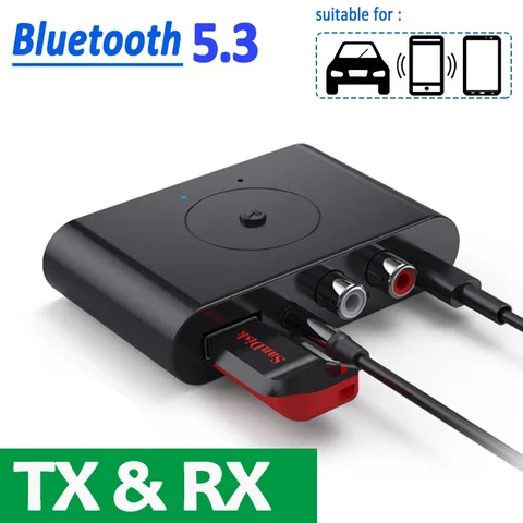 Bluetooth 5.3 Receiver Transmitter BT5.0 U Disk RCA 3.5mm AUX Jack Stereo Music Wireless Audio Adapter For Car Kit Speaker TV