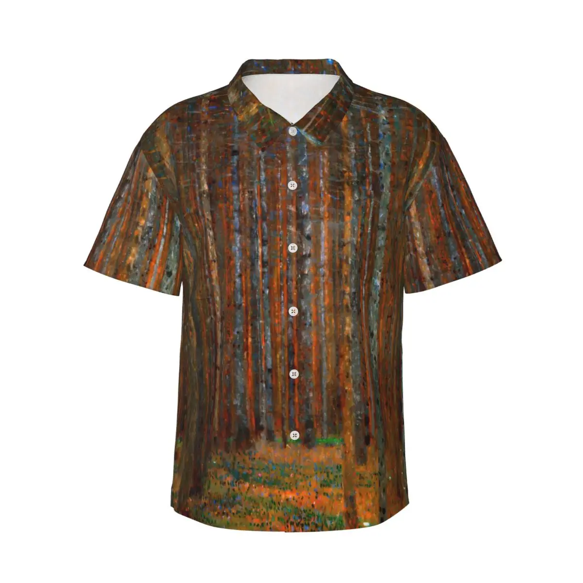 Pine Forest Summer Shirt Men Vacation Gustav Klimt Casual Shirts Short-Sleeve Stylish Graphic Novelty Oversize Blouses