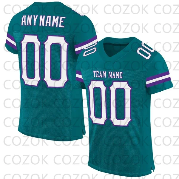 

Custome Dark Green Blue Football Jerseys for Men Women Unisex Football Short Sleeves Athletic Tee Shirts