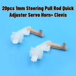 20pcs White Plastic Servo Horn+Clevis 1mm Steering Pull Rod Linkage Chuck Pluggable 4-hole Servo Horn For DIY RC Airplane Model