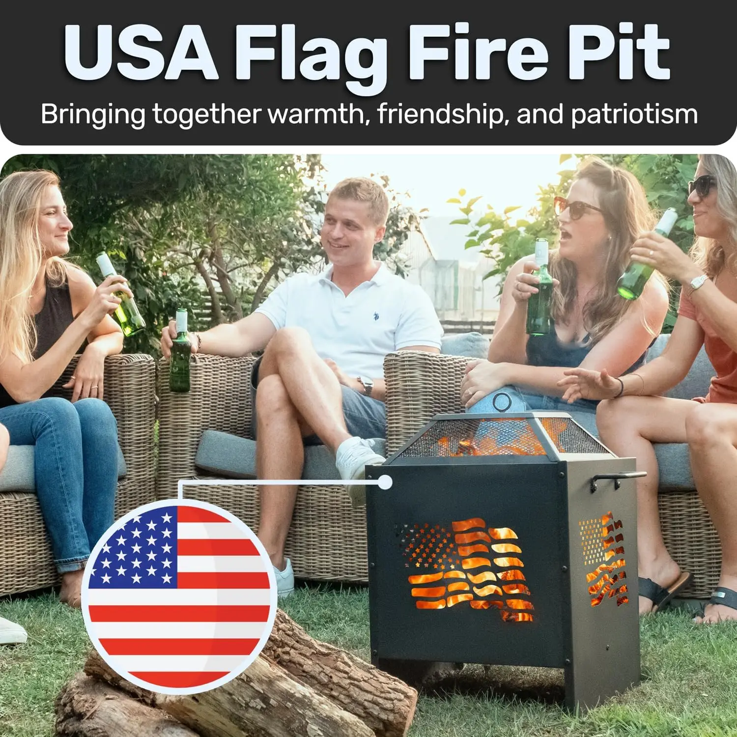 Wood Fire Pit 21 Inches | Fire Pits & Outdoor Fireplaces Outdoor Firepits for Outside Backyard Patio Garden Fireplace for