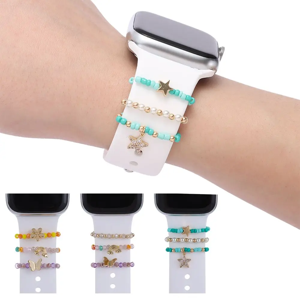 Mini Charm Colorful Beads Watch Band Ornament Strap Accessories Wristbelt Charms Decorative Ring For Apple Watch