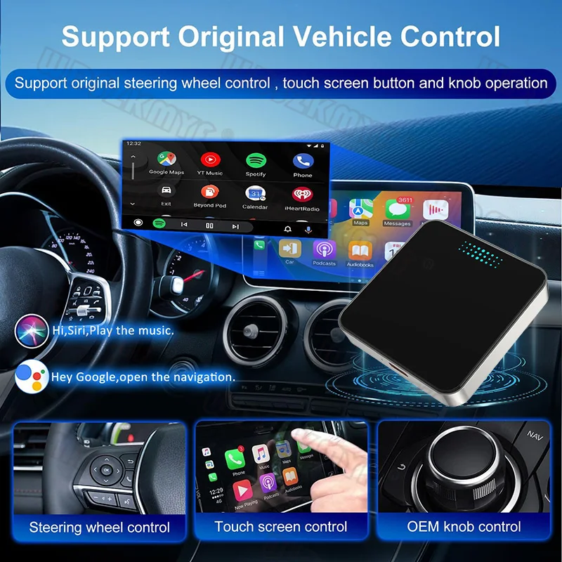 2in1 Carplay Box Wireless Carplay Android Auto Wired To Wireless Adapter USB/TypeC Auto-Connect For Car Radio with Wired CarPlay