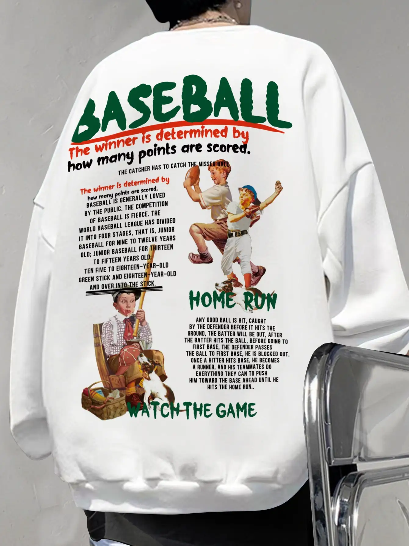 Baseball Sport Culture Cartoon Pattern Men Sweatshirts Autumn Crewneck Tops Fashion Street Style Hoodie Casual Male Pullovers