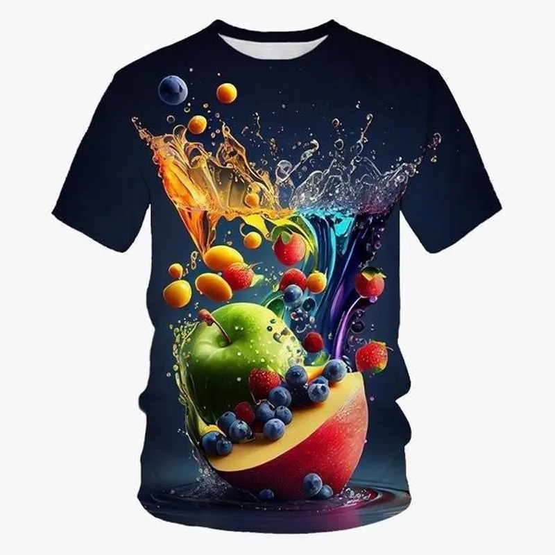 Fashion Creative New Fun Fruit graphic t shirts For Unisex Summer Trend Casual Hip Hop Street Style Printed Round Neck Daily Tee