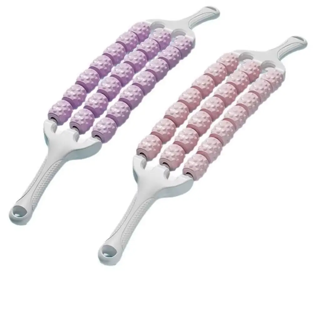 New Three-row Yoga Massage Stick Curved Non Slip Fascia Stick Massage Roller for Training Muscle Relaxation Body