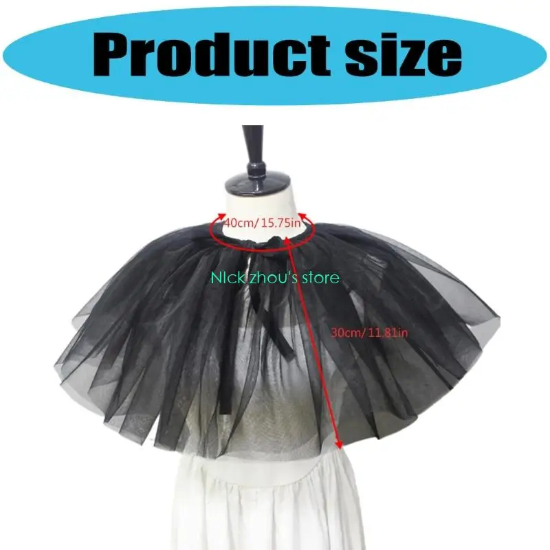 E15E زي تنكري قابل للفصل شال زفاف تول داكن تصميم مرن نسيج شبكي متجدد الهواء إكسسوار العروس