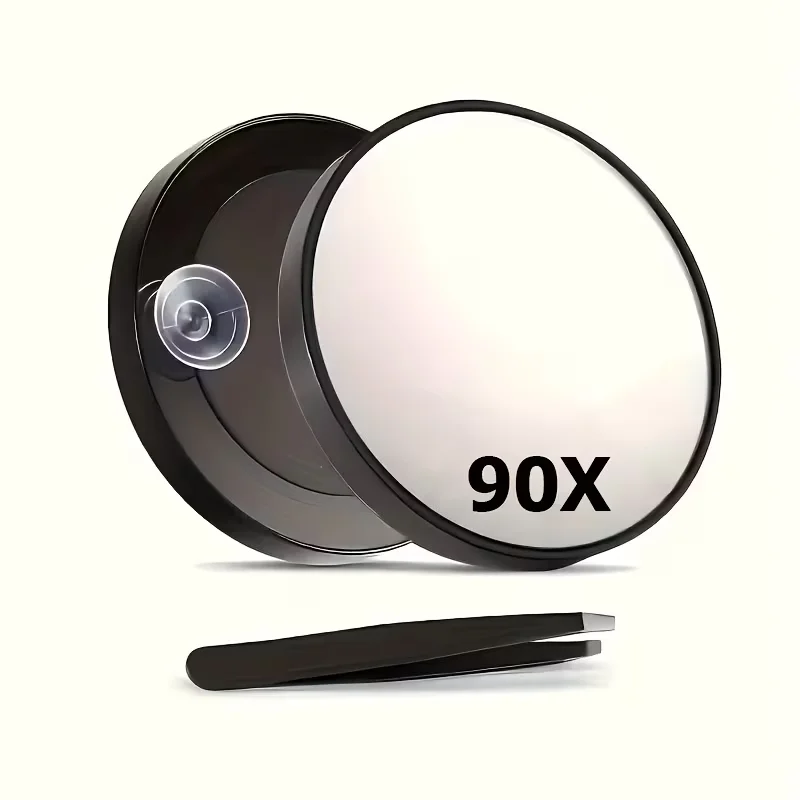 90x Magnifying Makeup Mirror with Dual Suction Cups And Tweezers - Available in a Variety of Colors And Styles for Enhanced Beau