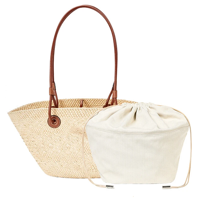 

Drawstring Bag Organizer Insert Shoulder Strap for Anagram Basket Straw Woven Bag Support Inner Liner Bags Accessories