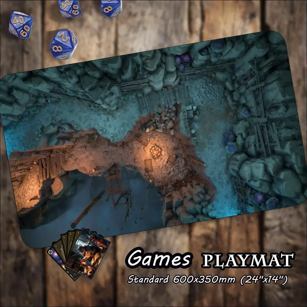 Mystical Glowing Underground Cave Large Game Playmat Non Slip Rubber Table Mat Stitched Edge For Card Game Desk Laptop Gaming