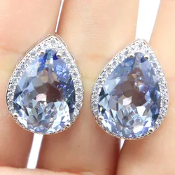 Buy 6 Get 1 Free 22x16mm Lovely Cute 18x13mm Drop Fire Rainbow Mystic Topaz Color Changing Zultanite cz Silver Earrings