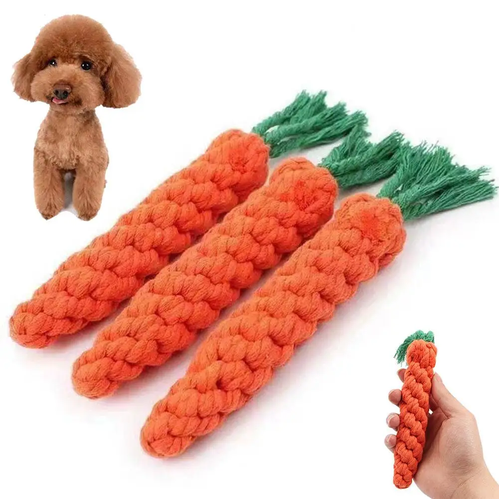 Hundespielzeug, bissfest, Kauspielzeug für Hunde für kleine Hunde, zum Reinigen von Zähnen, Welpen, Karotten, Baumwollseil, Haustier-Spielspielzeug-Zubehör