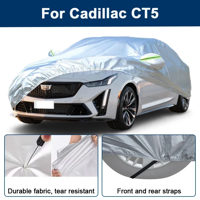

Outdoor Full Car Cover For Cadillac CT5 with Reflective Strips Waterproof Snowproof Dustproof UV Protection Auto Parts