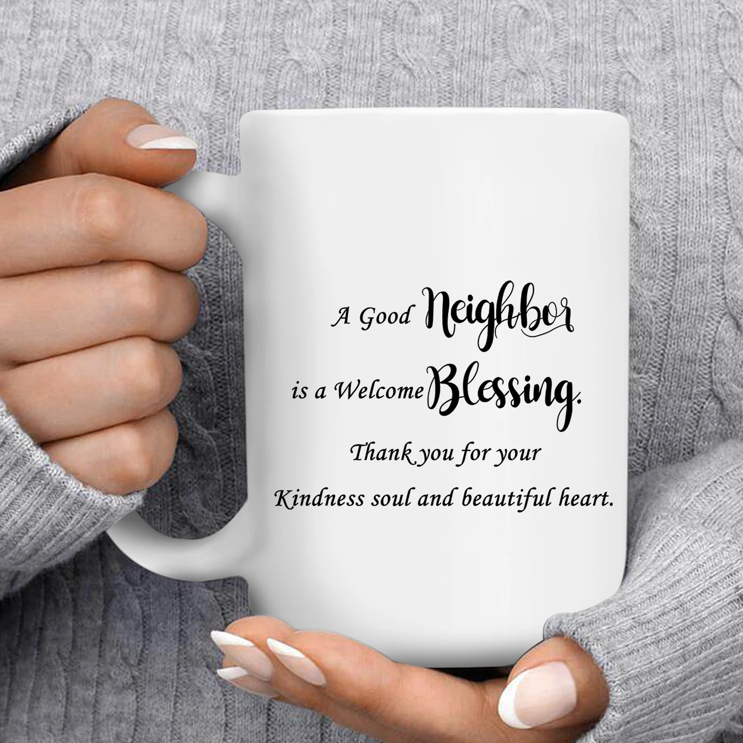 

1PC, Neighbor Gifts, A Good Neighbor Is A Welcome Blessing Coffee Mugs, Housewarming Gifts for Men, Women,15oz Ceramic Mug