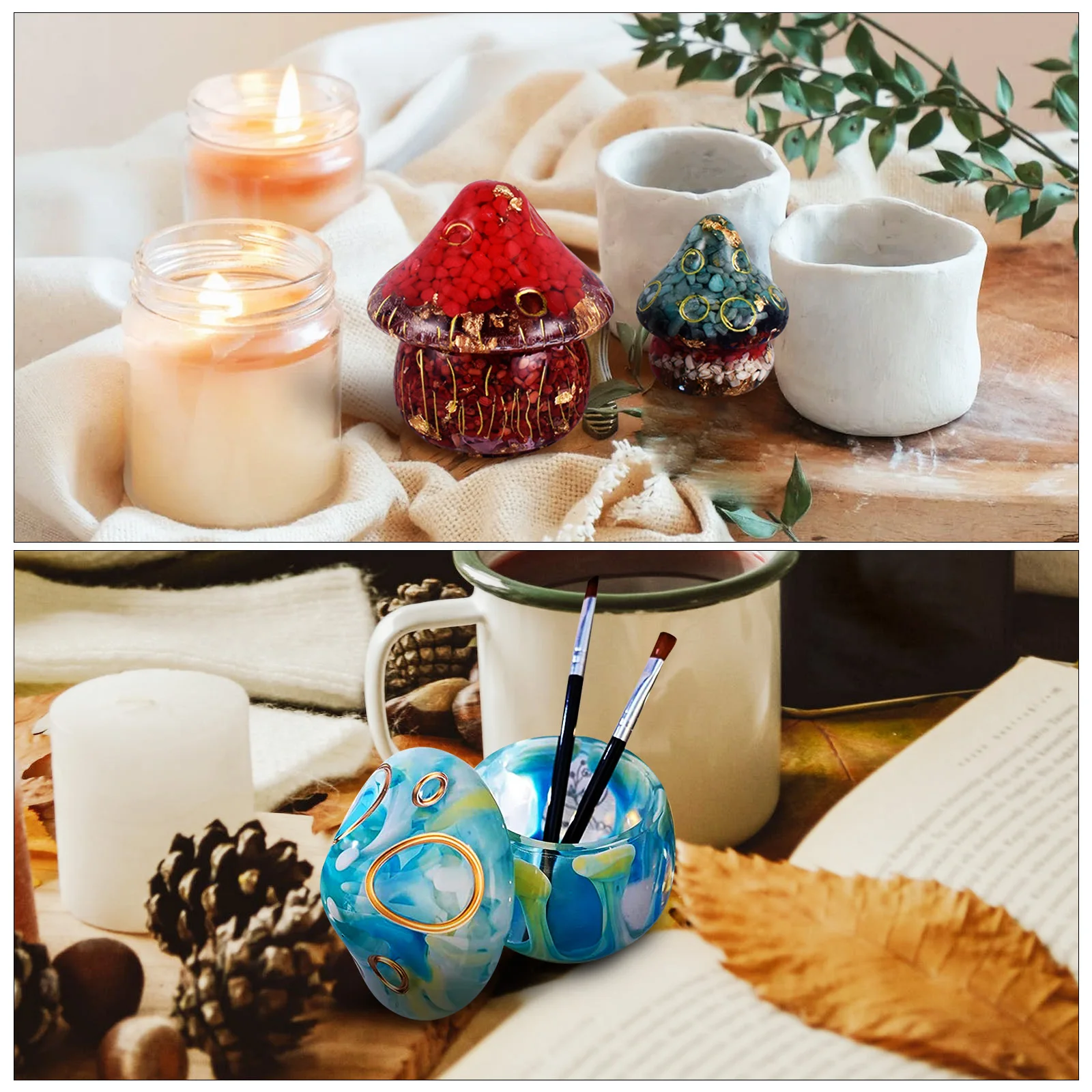 

5Pcs Mushroom Jar Molds DIY Silicone Mold for Crafts Epoxy Casting Small Jar Making Kit Home Decor Gift DIY Mold