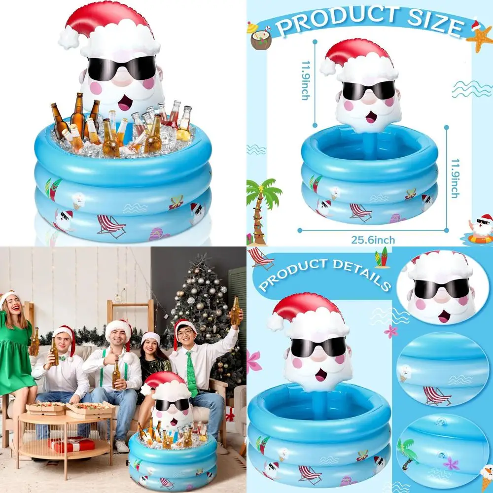

Inflatable Christmas Cooler for Pool Parties, Serving Bar, and Beverage Gifts