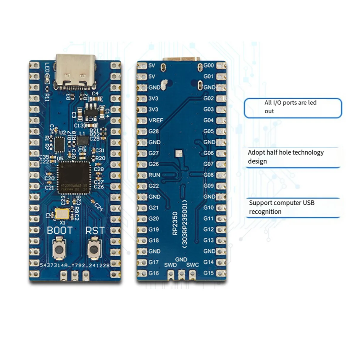 2025+ 2X للوحة تطوير Pico2-RP2350 تعتمد على RP2350A، لـ Micro-Python، لـ