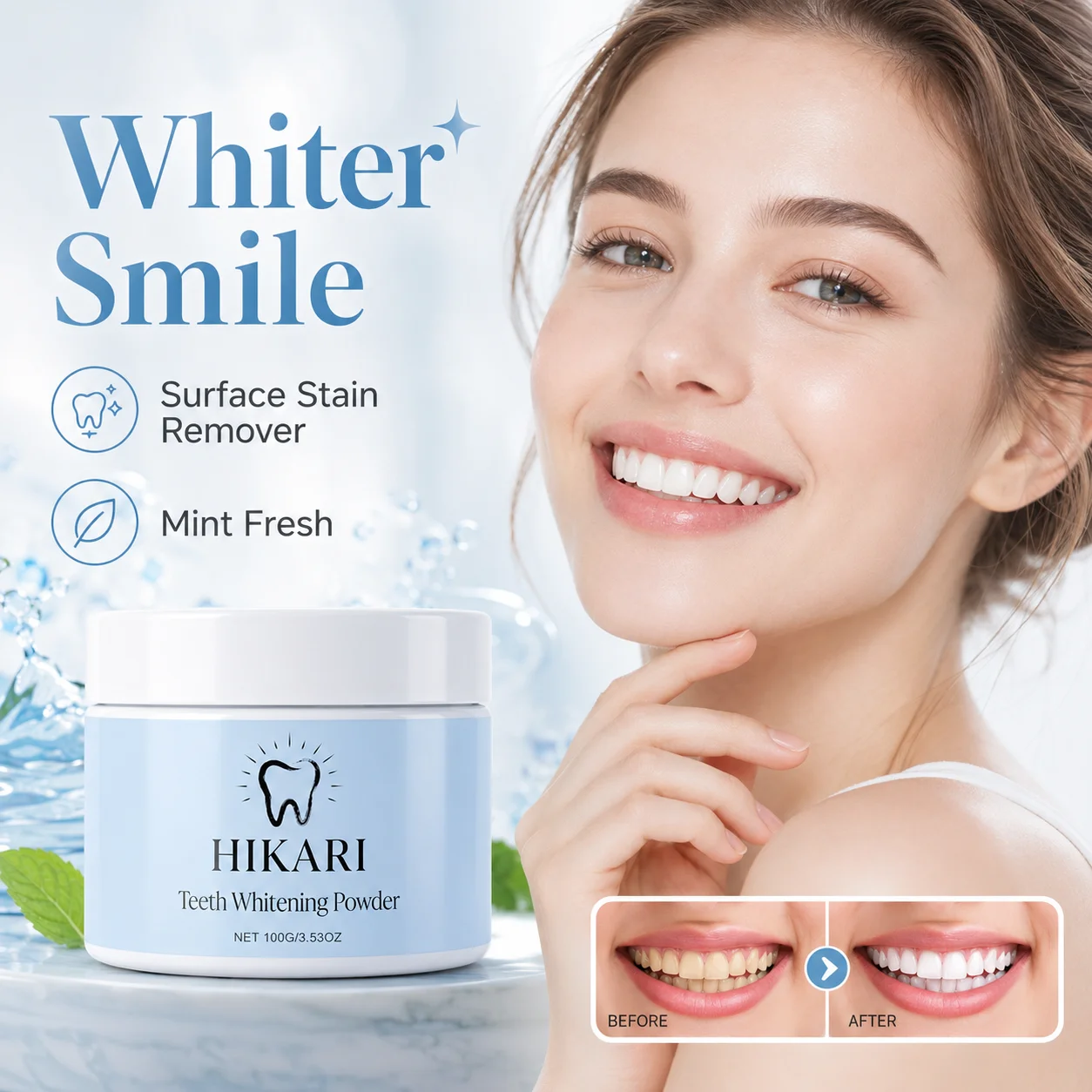 Teeth Whitening With Peroxide - HIKARI Teeth Cleaning Powder 100g Mint