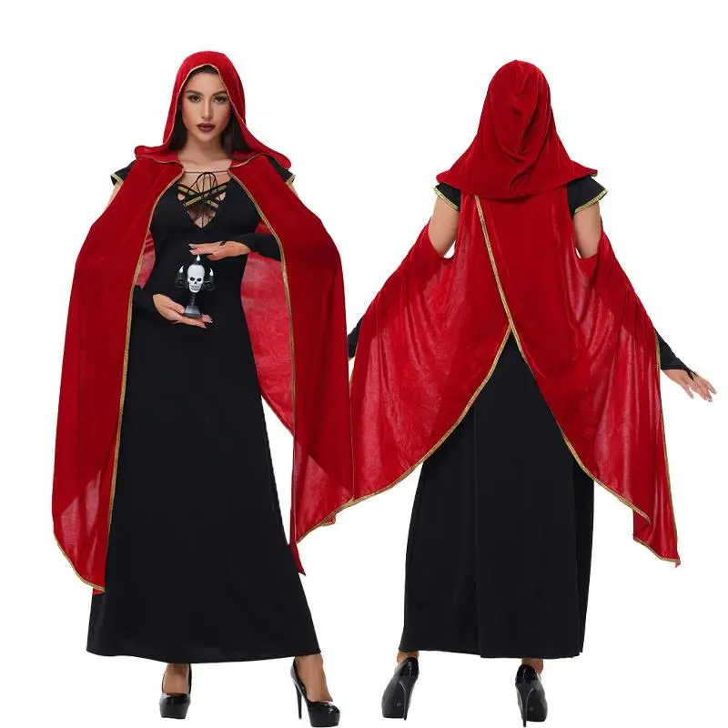 Rotes Hexenkostüm Dr. Slim Fit Erwachsene Halloween Eup Kleidung Bla Red Rock Dr Stage Performance Ethnische Kleidung