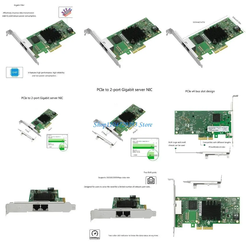 

Y2GD I350T2V2 PCIe Gigabits Ethernet Server Adapters 4Indicator Stable Transfer Intelligent Offloads Smooth Networking