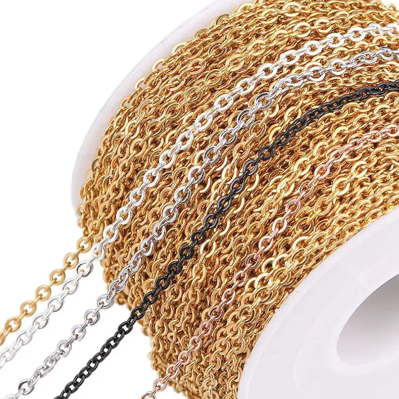 2m Stainless Steel Cable Rose Gold Chain Silver Chains Necklace for Diy Jewelry Making Supplies Bulk Items Wholesale Lots Rope