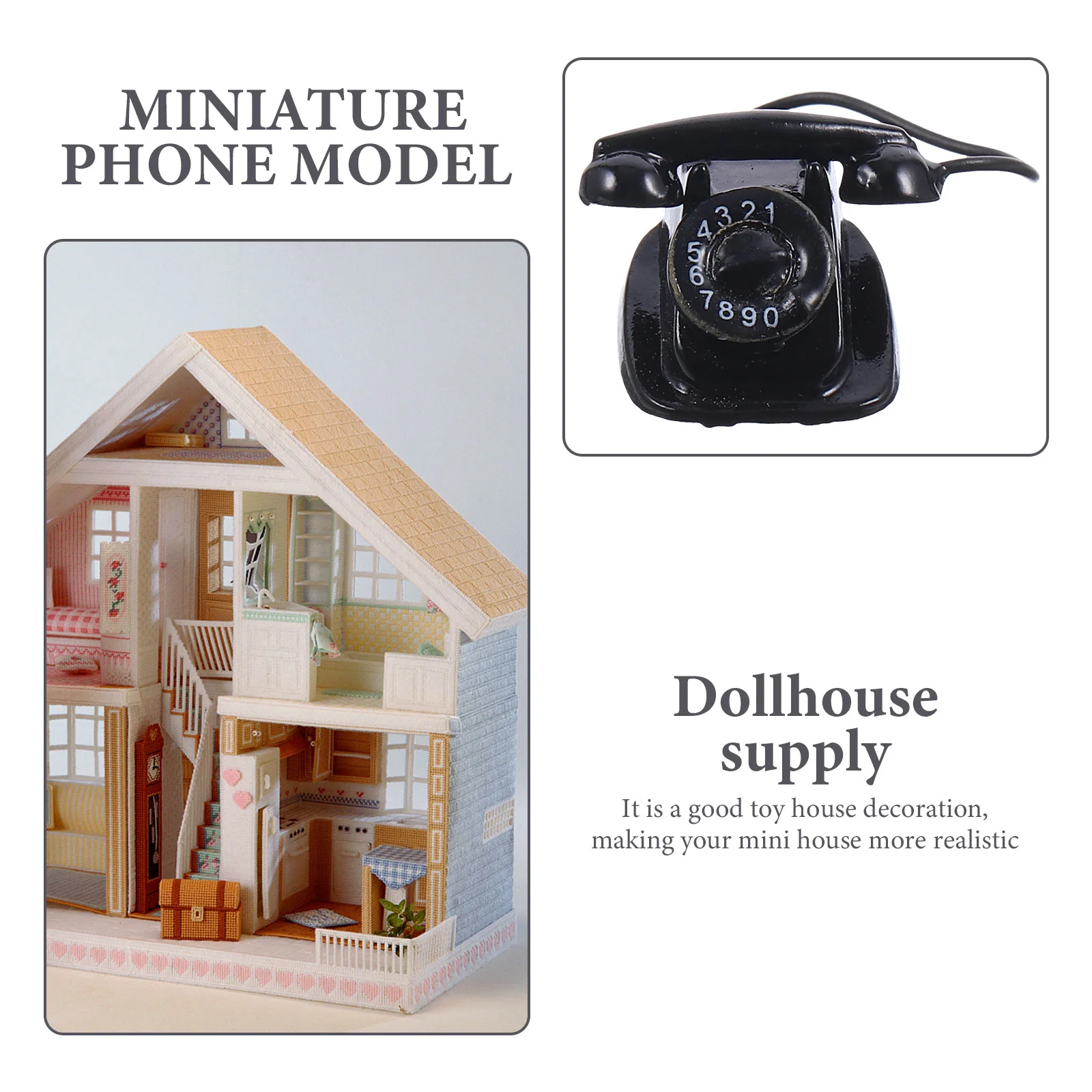 Dollhouse Telefone Mini Modelo, Metal Telefone, Retro Cell Toy, Ornamento, Cena Miniatura, Acessórios para móveis