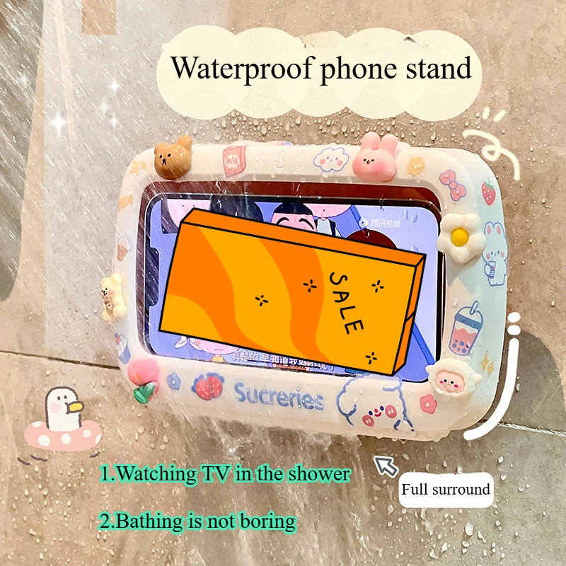 Bathroom Waterproof Phone Box Wall Hanging Anti-peeping Touch Screen Bathroom Bath Watch TV Series Brush Video Desk Decoration