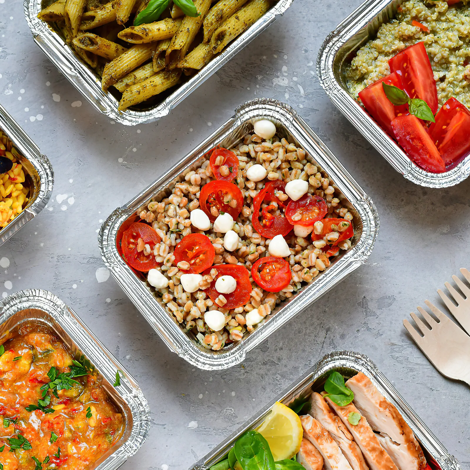 50 Unidades de Cajas de Aluminio Resistentes al Calor, Desechables, para Horno, Microondas, Freidora de Aire, Barbacoa, Asar Pescado, Carne, Queso