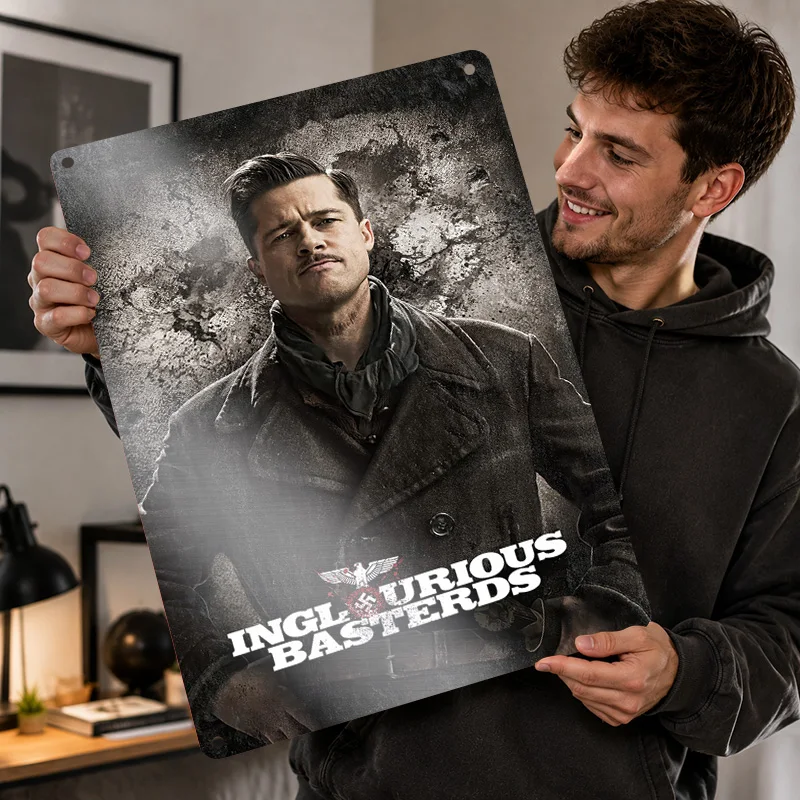 Inglourious Basterds Textured Posters Personalized Aluminum Metal Sign Dramatic Screen Scene Wall Art For Cinema Room Or Office