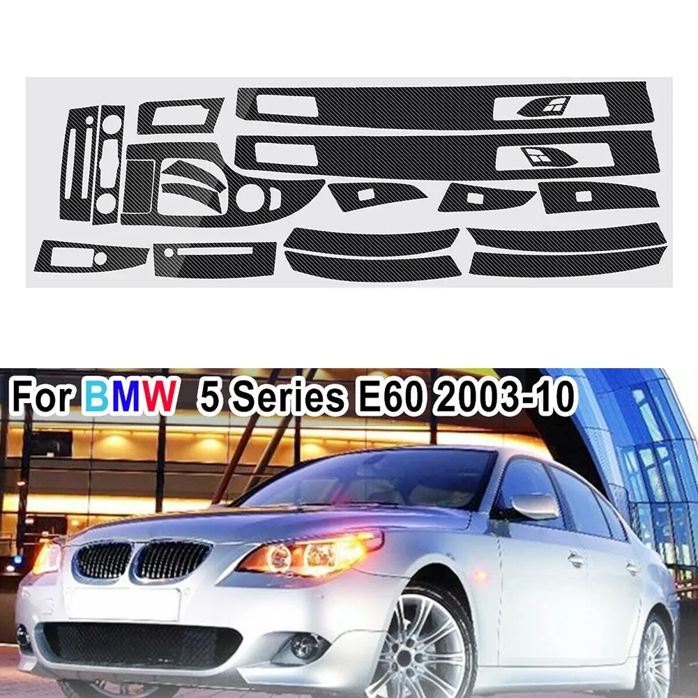 

For BMW 5-Series E60 2003-2010 5D Glossy Carbon Fiber Sticker Vinyl Decal Trim Stylish Well Protective Decorative for RHD NEW