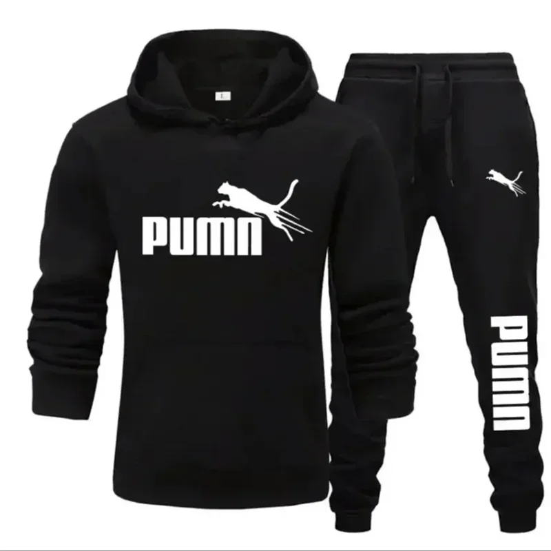 New autumn and winter men's pullover hoodie + pants 2-piece fashionable and trendy fitness jogging casual sportswear set
