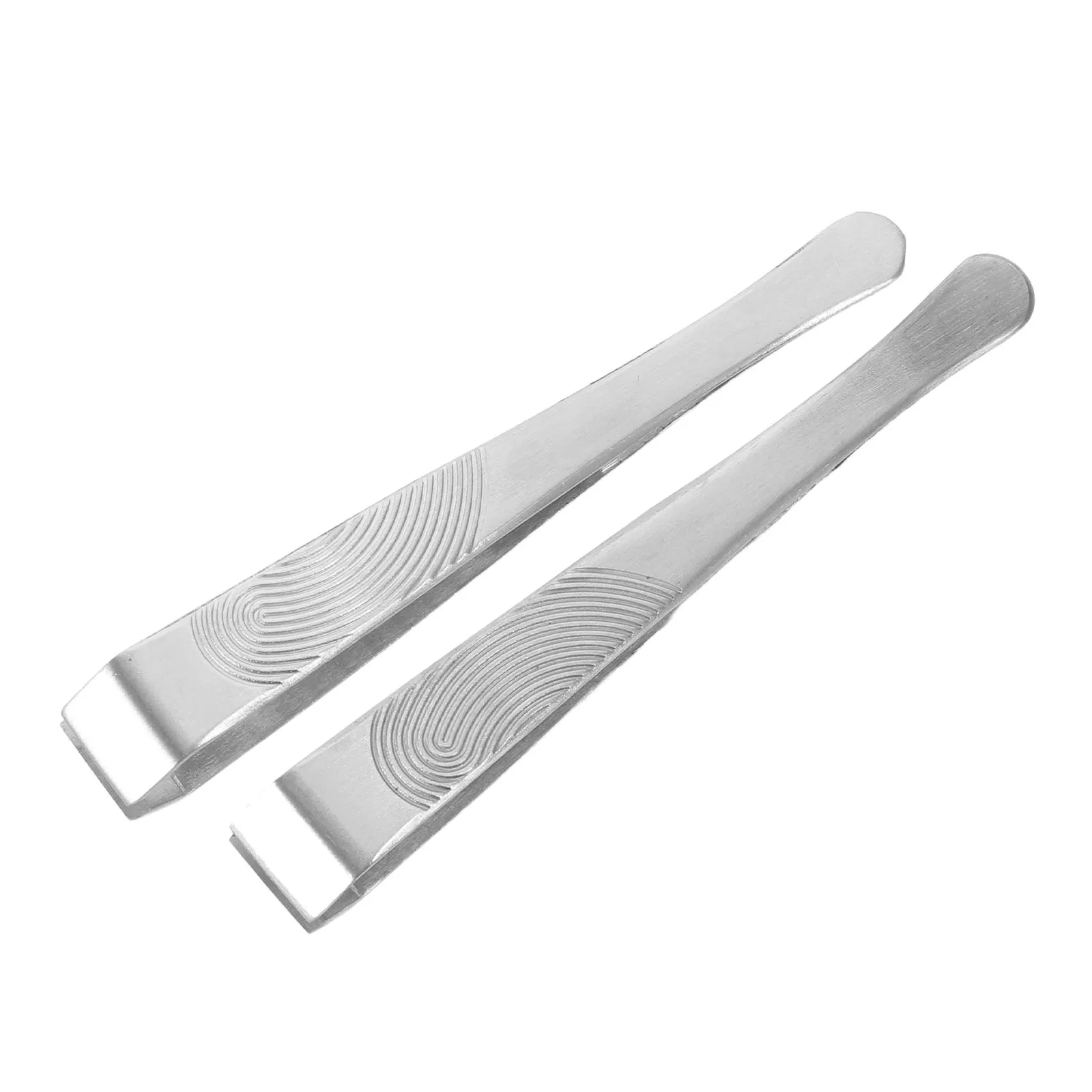2Sets High Precision Stainless Steel Tweezers Tigermouth Flat Tip Anti Slip Brow Shaping Tweezers for Fine Facial Hair Removal