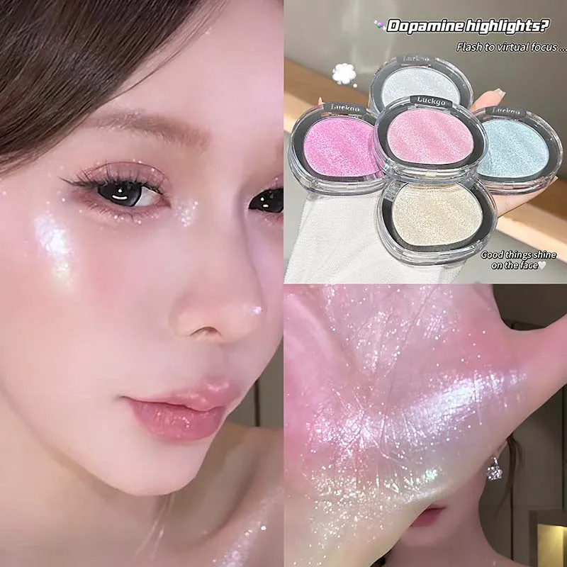 Iluminador en Polvo con Efecto Diamante, Paleta de Iluminadores Brillantes para Maquillaje Facial, Cosméticos