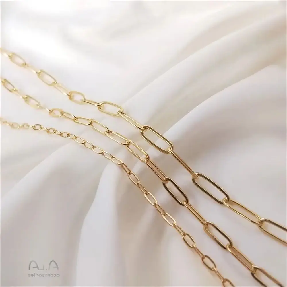 

14K Gold Plating Square chain Oval O chain DIY bracelet necklace material jewelry loose chain accessories